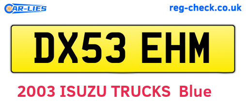 DX53EHM are the vehicle registration plates.
