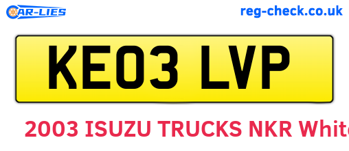KE03LVP are the vehicle registration plates.
