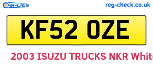 KF52OZE are the vehicle registration plates.