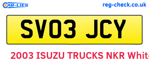 SV03JCY are the vehicle registration plates.