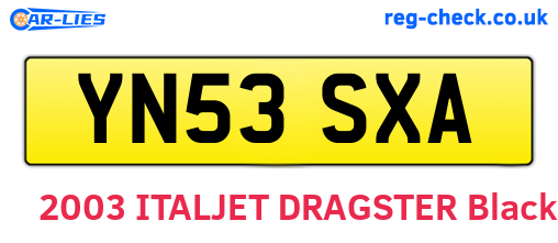 YN53SXA are the vehicle registration plates.