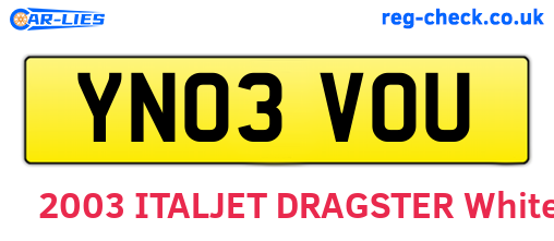 YN03VOU are the vehicle registration plates.
