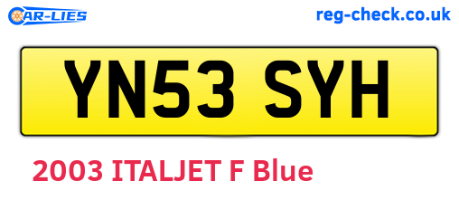 YN53SYH are the vehicle registration plates.