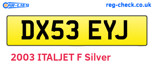 DX53EYJ are the vehicle registration plates.