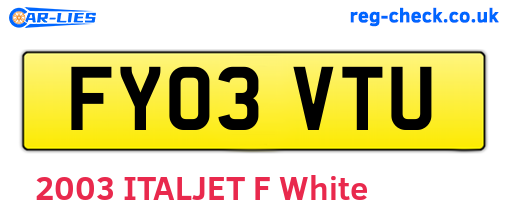 FY03VTU are the vehicle registration plates.