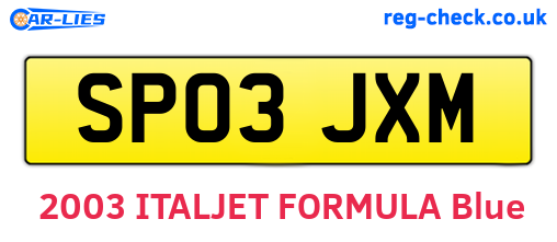 SP03JXM are the vehicle registration plates.