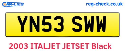 YN53SWW are the vehicle registration plates.