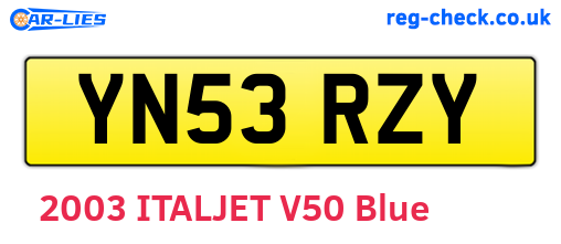YN53RZY are the vehicle registration plates.