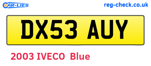 DX53AUY are the vehicle registration plates.