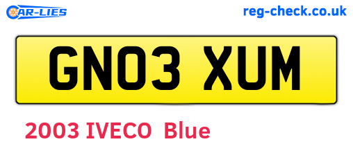 GN03XUM are the vehicle registration plates.