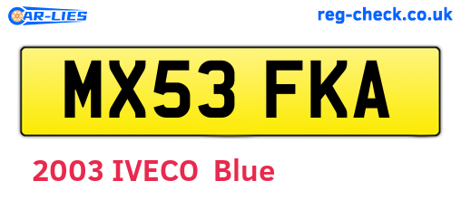 MX53FKA are the vehicle registration plates.