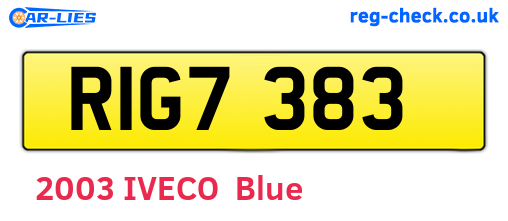 RIG7383 are the vehicle registration plates.