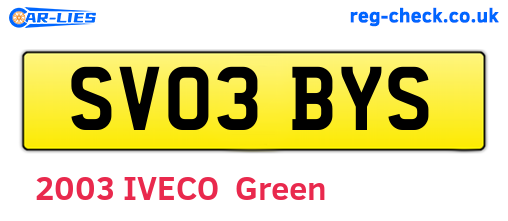 SV03BYS are the vehicle registration plates.