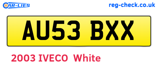 AU53BXX are the vehicle registration plates.