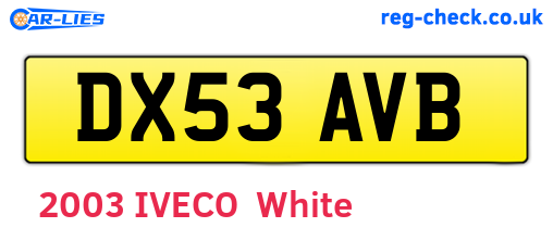 DX53AVB are the vehicle registration plates.