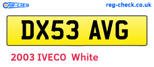 DX53AVG are the vehicle registration plates.