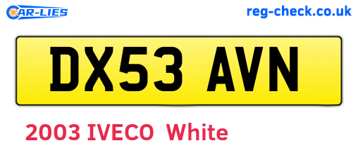 DX53AVN are the vehicle registration plates.