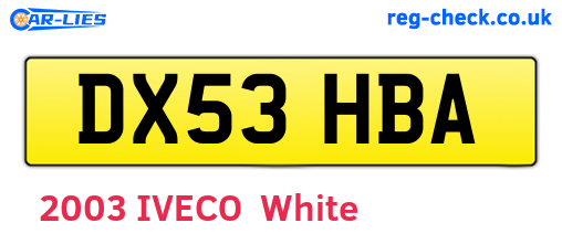 DX53HBA are the vehicle registration plates.