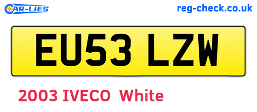 EU53LZW are the vehicle registration plates.