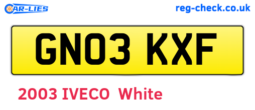 GN03KXF are the vehicle registration plates.