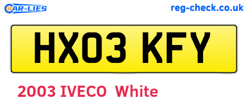 HX03KFY are the vehicle registration plates.