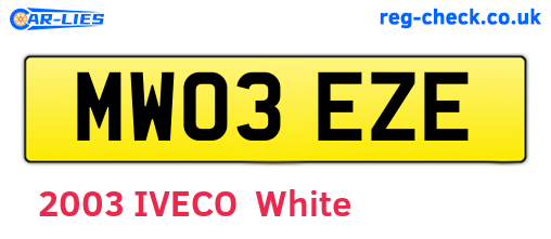MW03EZE are the vehicle registration plates.