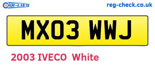 MX03WWJ are the vehicle registration plates.