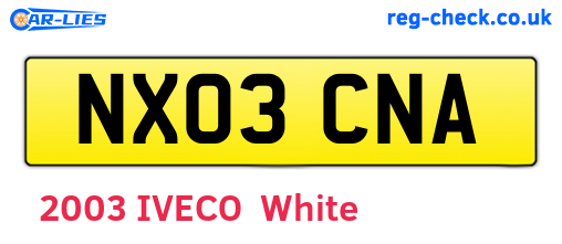 NX03CNA are the vehicle registration plates.