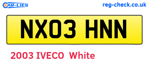 NX03HNN are the vehicle registration plates.