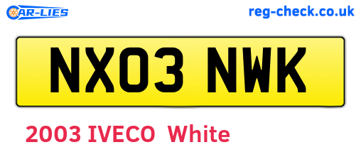 NX03NWK are the vehicle registration plates.