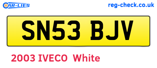 SN53BJV are the vehicle registration plates.