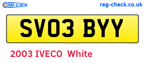 SV03BYY are the vehicle registration plates.
