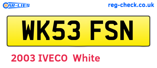 WK53FSN are the vehicle registration plates.