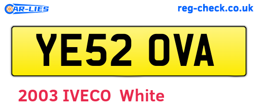 YE52OVA are the vehicle registration plates.