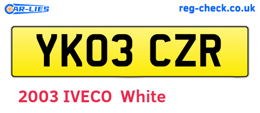 YK03CZR are the vehicle registration plates.
