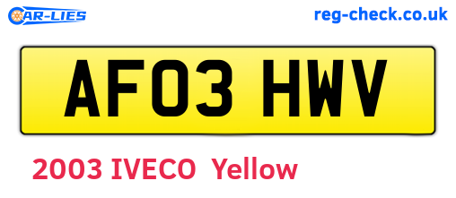 AF03HWV are the vehicle registration plates.