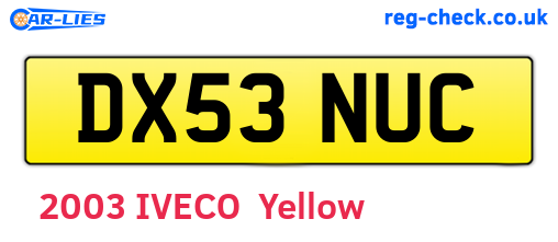 DX53NUC are the vehicle registration plates.