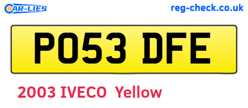 PO53DFE are the vehicle registration plates.