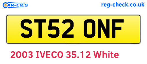 ST52ONF are the vehicle registration plates.