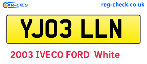YJ03LLN are the vehicle registration plates.