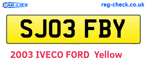 SJ03FBY are the vehicle registration plates.