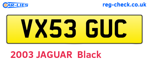 VX53GUC are the vehicle registration plates.