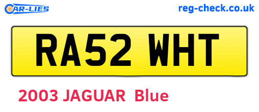 RA52WHT are the vehicle registration plates.