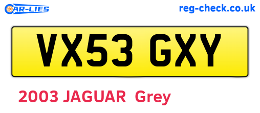 VX53GXY are the vehicle registration plates.
