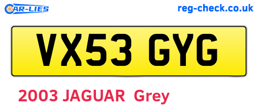 VX53GYG are the vehicle registration plates.