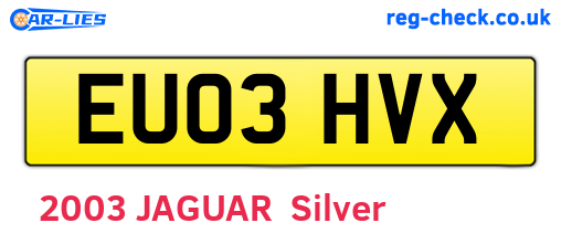 EU03HVX are the vehicle registration plates.