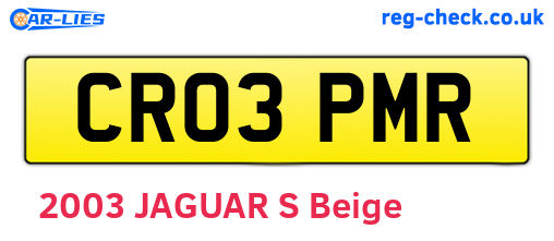 CR03PMR are the vehicle registration plates.