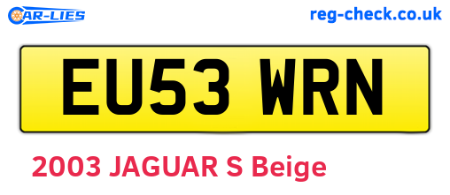 EU53WRN are the vehicle registration plates.