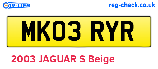 MK03RYR are the vehicle registration plates.