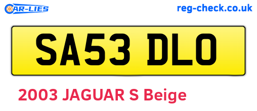 SA53DLO are the vehicle registration plates.